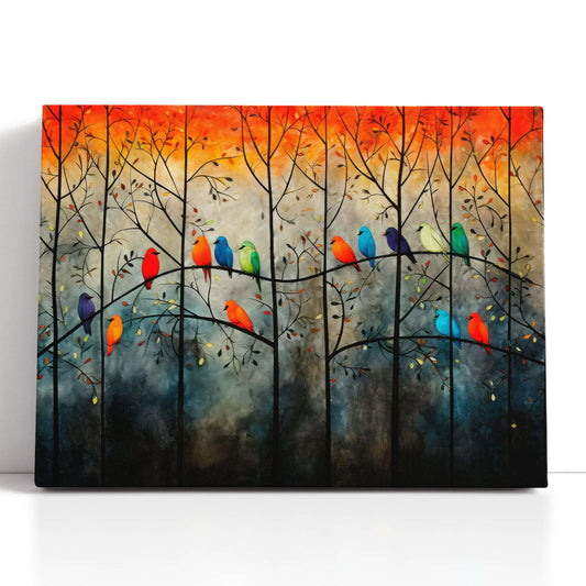 Contrast Canvas Print of Parrots on the Tree - Artoholica Ready to Hang Canvas Print