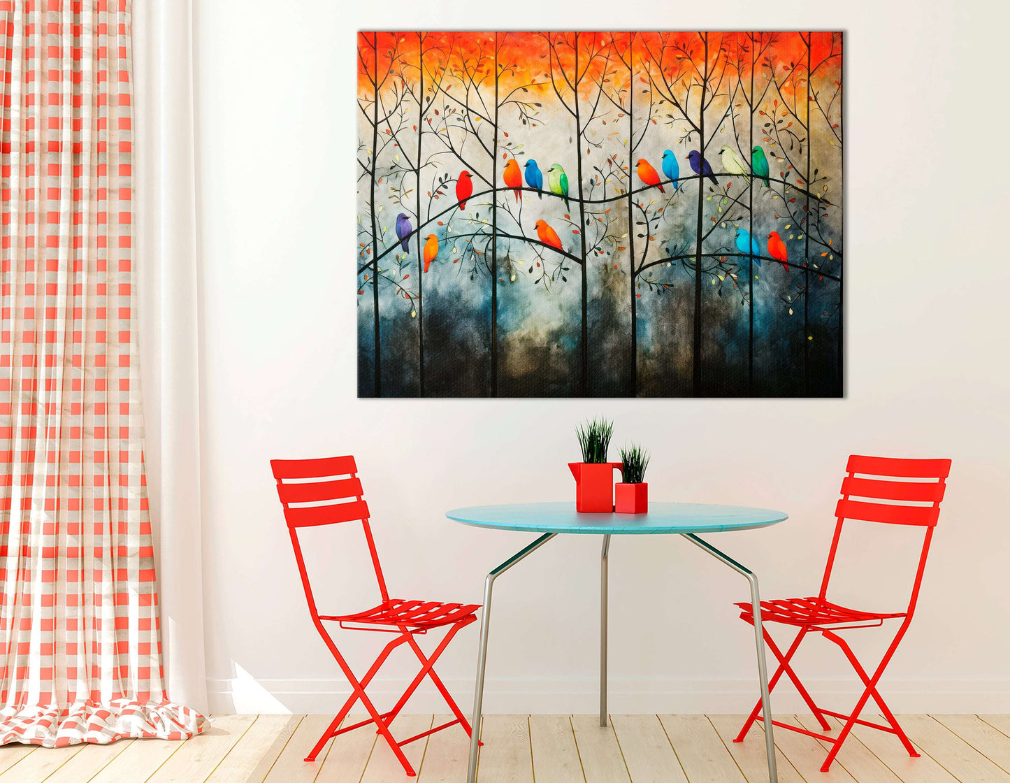 Contrast Canvas Print of Parrots on the Tree - Artoholica Ready to Hang Canvas Print