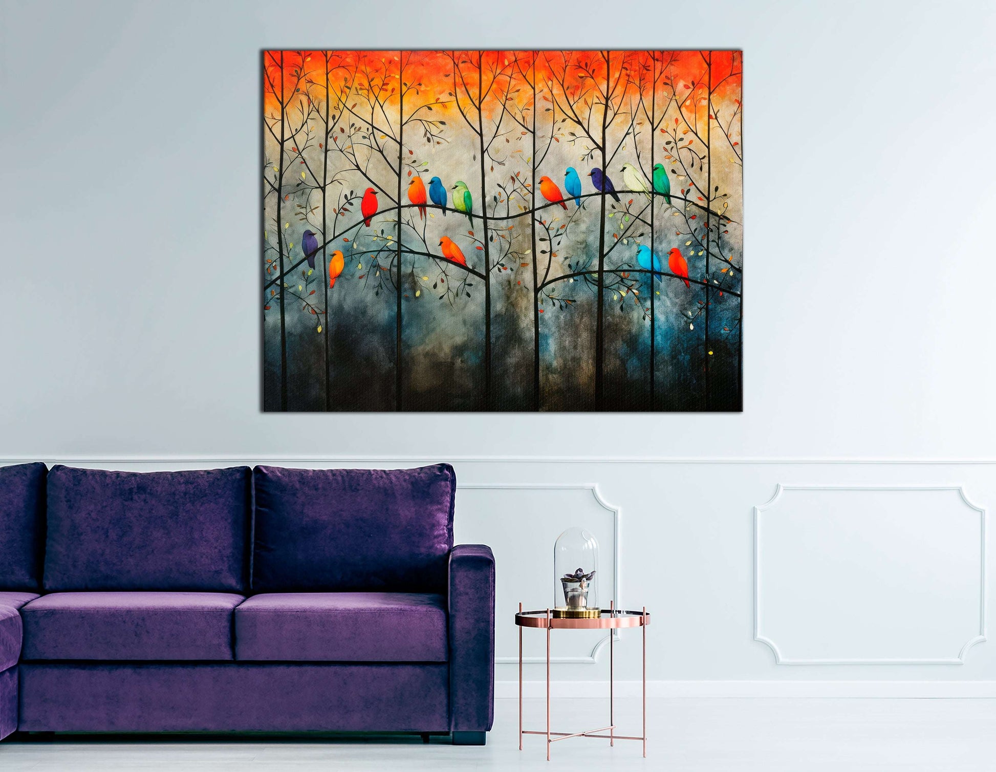 Contrast Canvas Print of Parrots on the Tree - Artoholica Ready to Hang Canvas Print