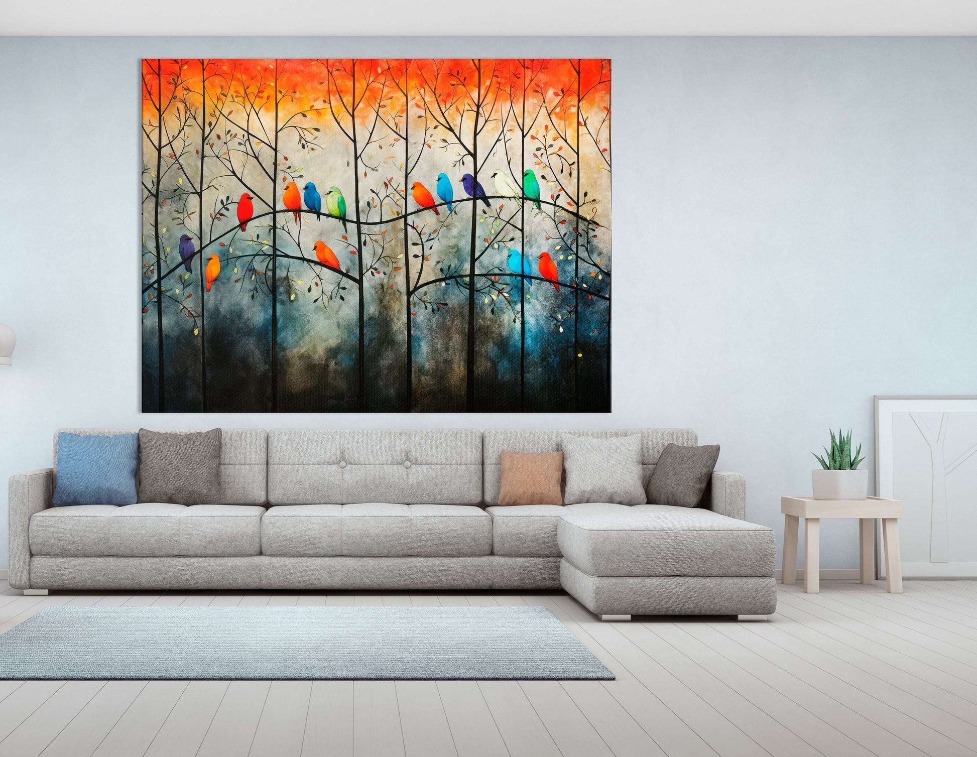 Contrast Canvas Print of Parrots on the Tree - Artoholica Ready to Hang Canvas Print