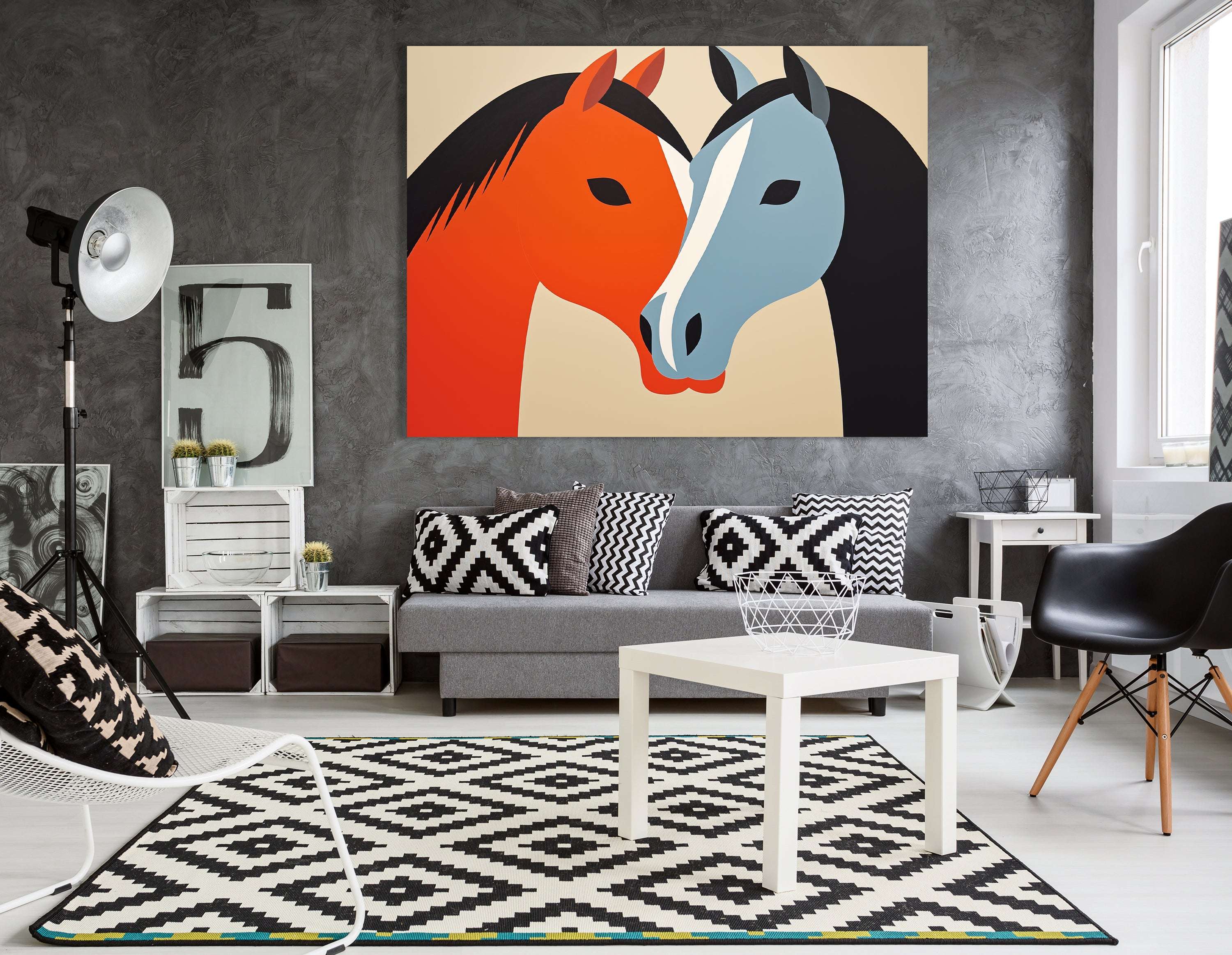 Contrast Horses in Love - Canvas Print - Artoholica Ready to Hang Canvas Print