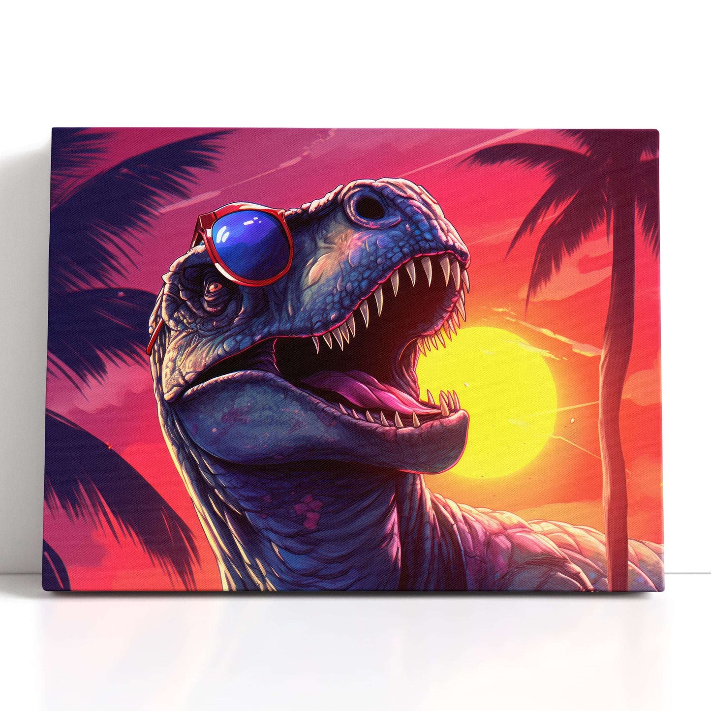 Cool T-Rex at Sunset - Canvas Print - Artoholica Ready to Hang Canvas Print