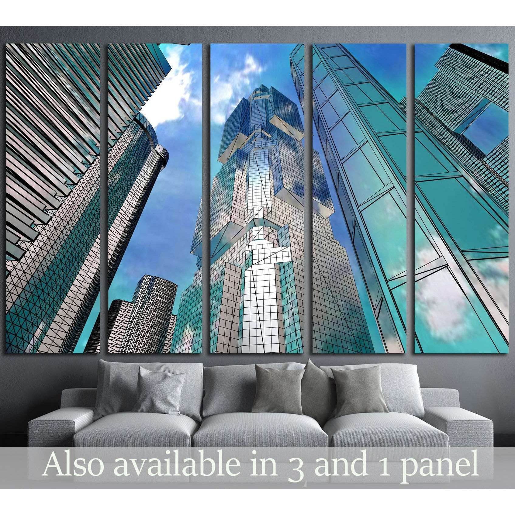 Corporate buildings in perspective №1785 Ready to Hang Canvas PrintCanvas art arrives ready to hang, with hanging accessories included and no additional framing required. Every canvas print is hand-crafted, made on-demand at our workshop and expertly stre