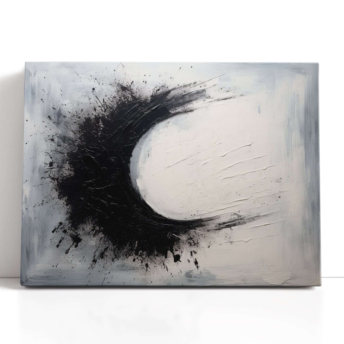 Cosmic Eclipse in Black and White - Canvas Print - Artoholica Ready to Hang Canvas Print