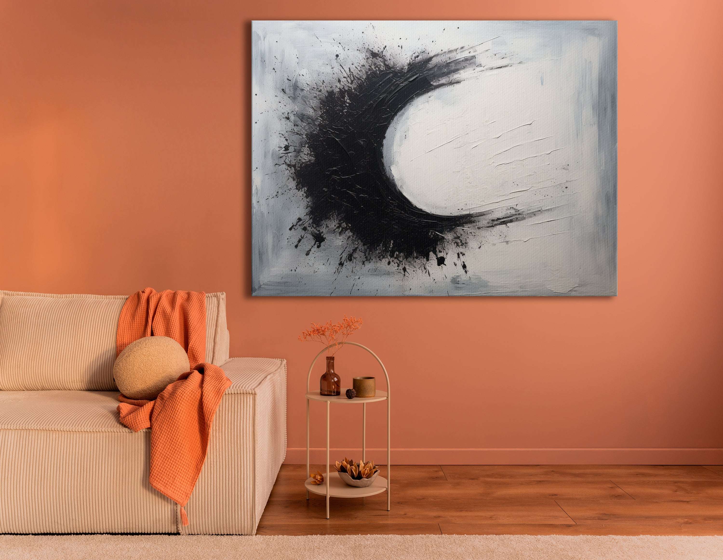 Cosmic Eclipse in Black and White - Canvas Print - Artoholica Ready to Hang Canvas Print