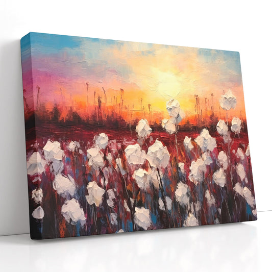 Cotton Field at Sunset - Canvas Print - Artoholica Ready to Hang Canvas Print