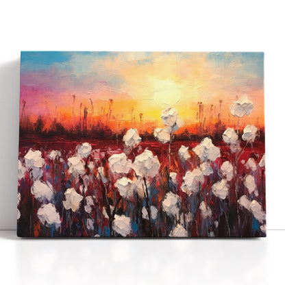 Cotton Field at Sunset - Canvas Print - Artoholica Ready to Hang Canvas Print