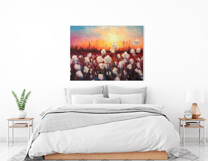 Cotton Field at Sunset - Canvas Print - Artoholica Ready to Hang Canvas Print