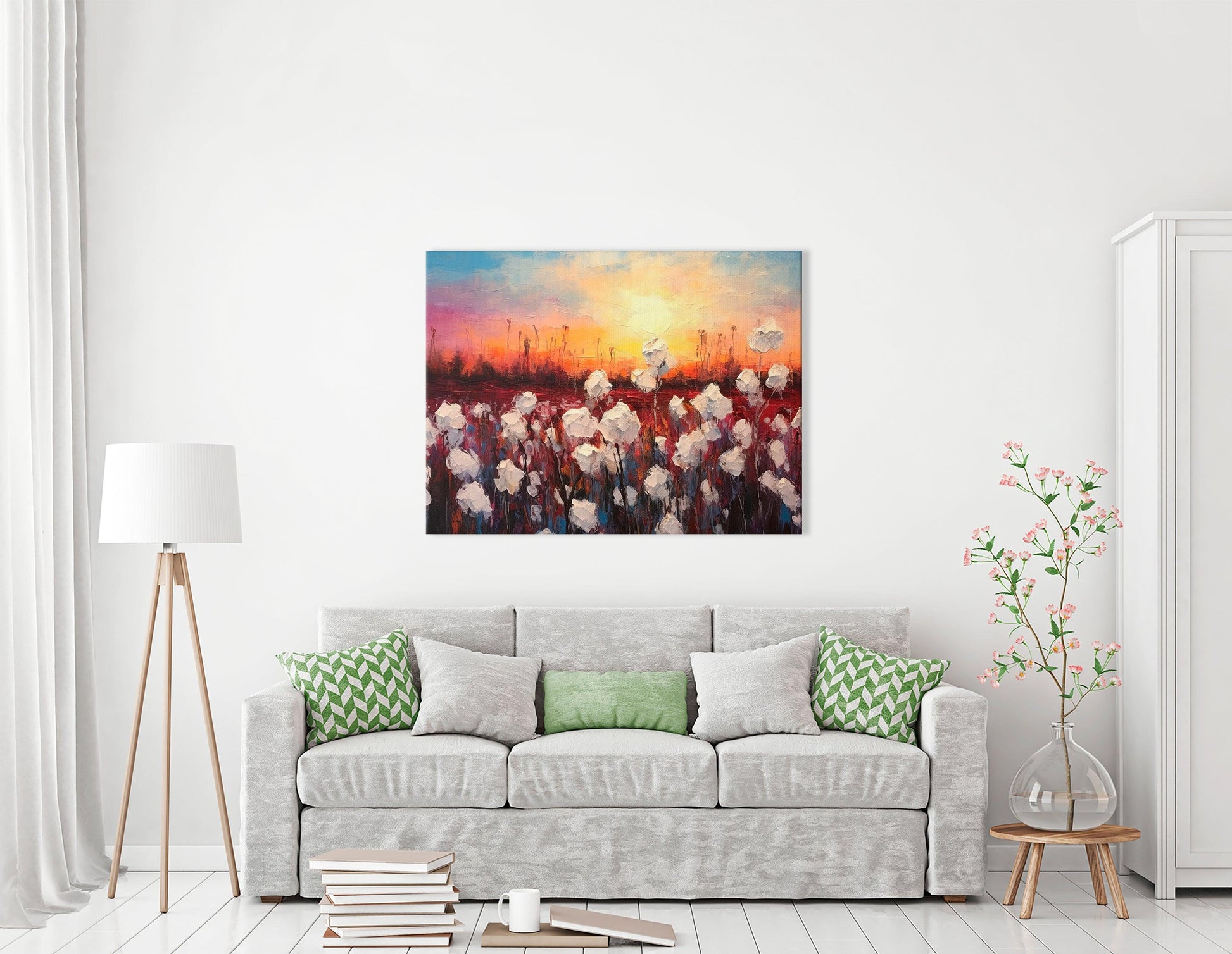 Cotton Field at Sunset - Canvas Print - Artoholica Ready to Hang Canvas Print