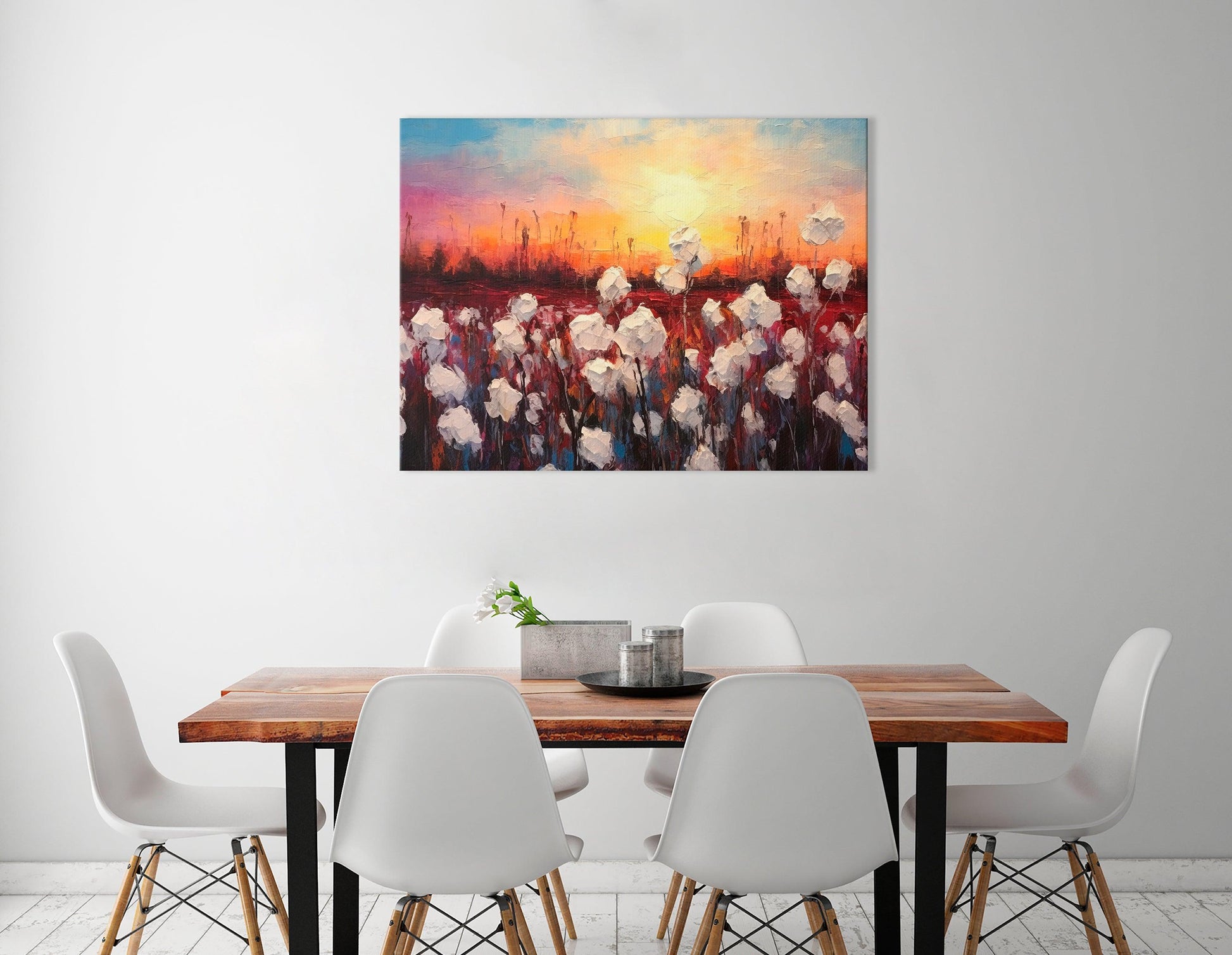 Cotton Field at Sunset - Canvas Print - Artoholica Ready to Hang Canvas Print