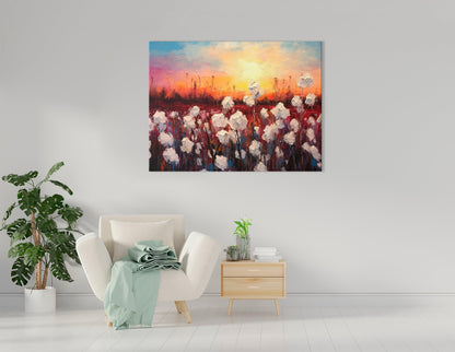 Cotton Field at Sunset - Canvas Print - Artoholica Ready to Hang Canvas Print