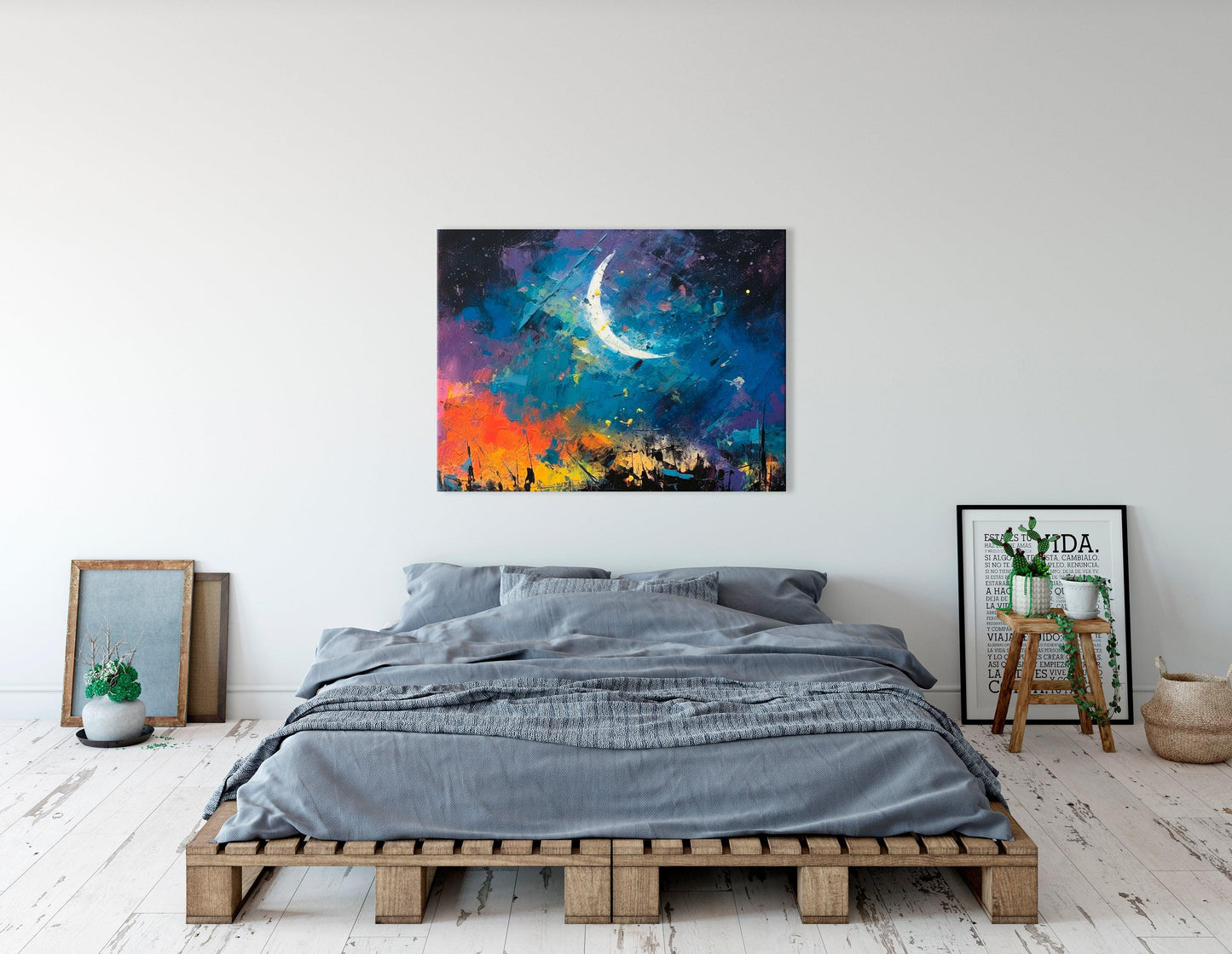 Crescent Moon over the City - Canvas Print - Artoholica Ready to Hang Canvas Print