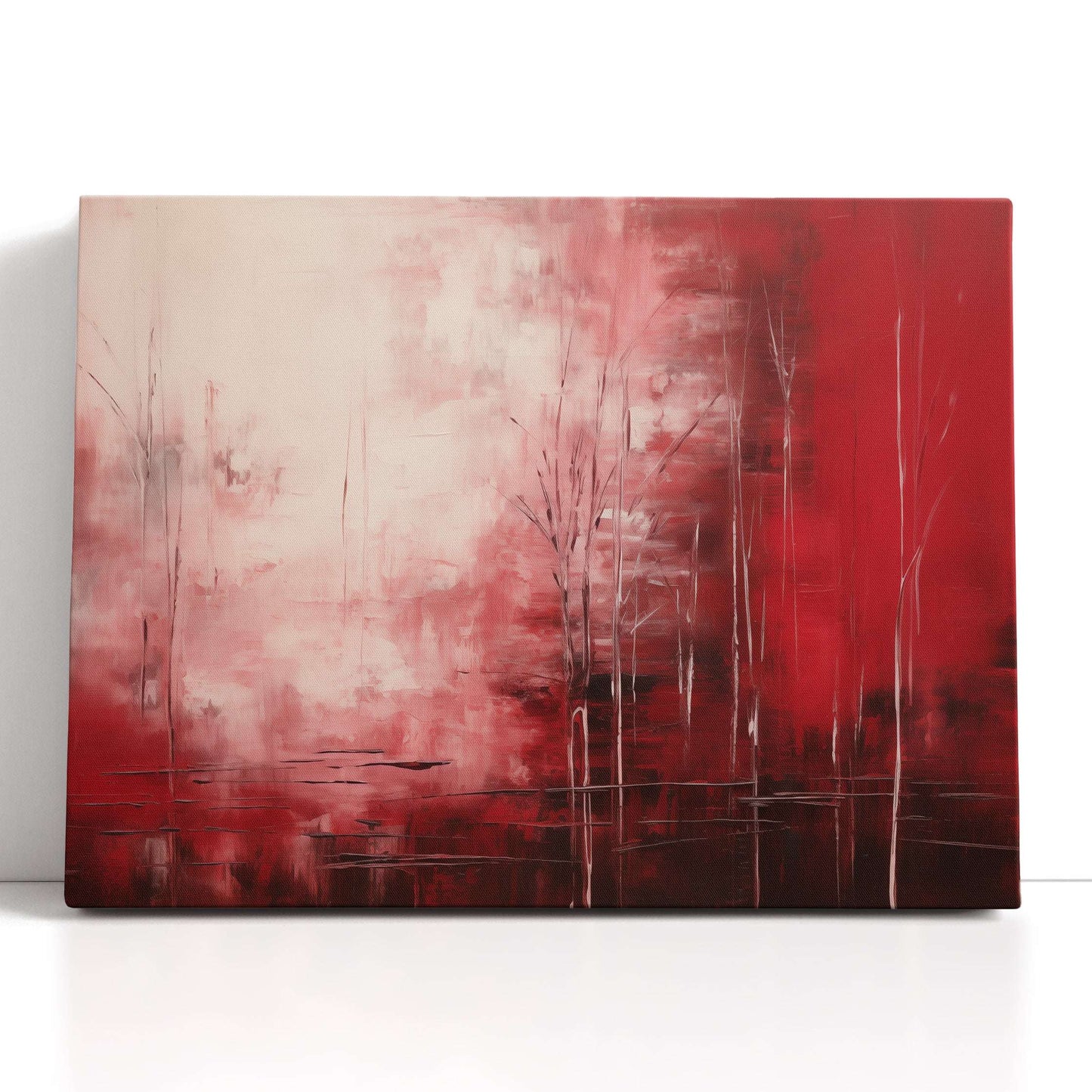 Crimson Landscape with Barren Trees - Canvas Print - Artoholica Ready to Hang Canvas Print