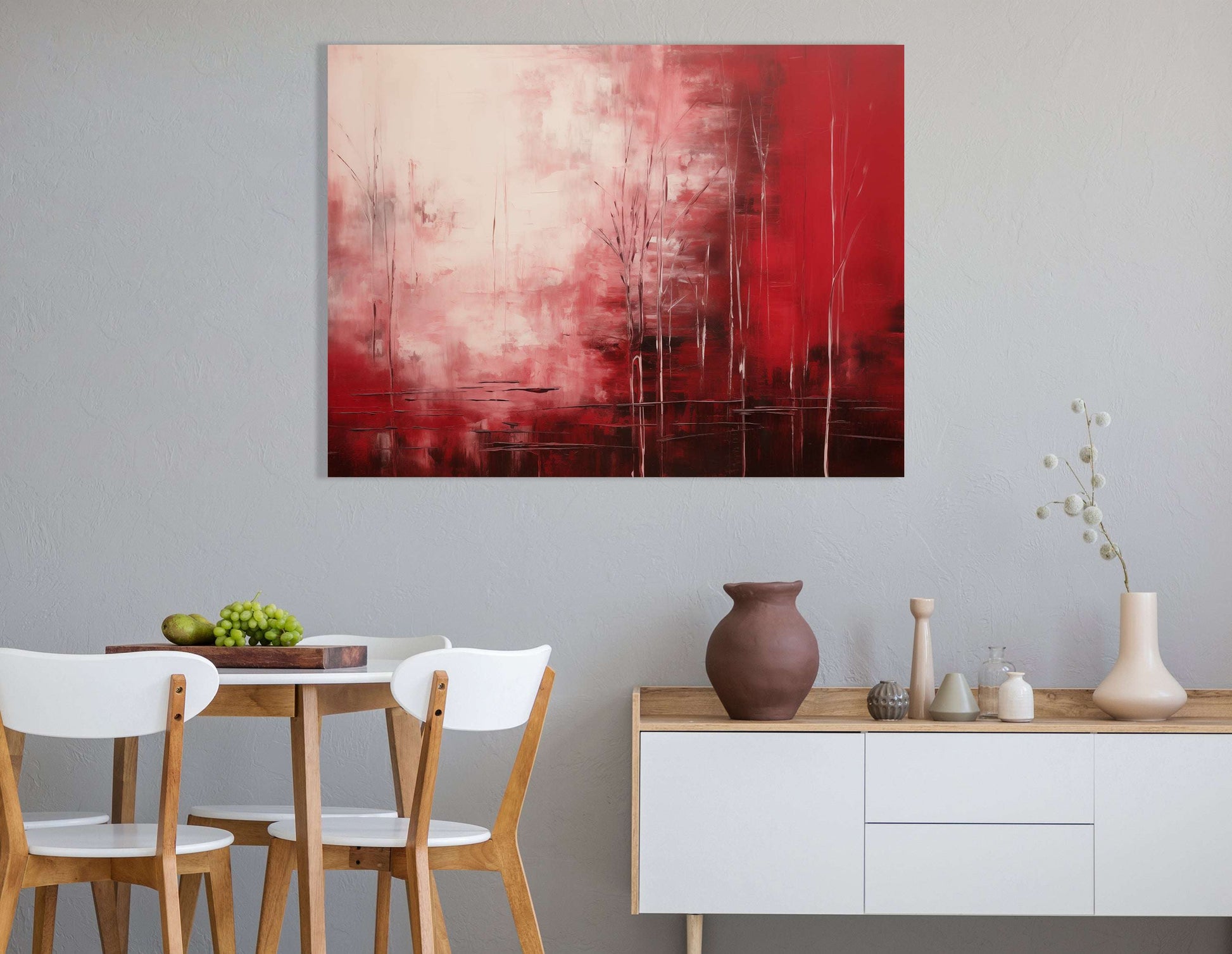 Crimson Landscape with Barren Trees - Canvas Print - Artoholica Ready to Hang Canvas Print