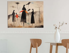 Crow Silhouettes on Muted Backdrop - Canvas Print - Artoholica Ready to Hang Canvas Print