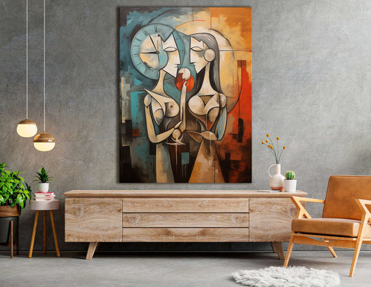 Cubistic Interpretation of Time and Romance - Canvas Print - Artoholica Ready to Hang Canvas Print