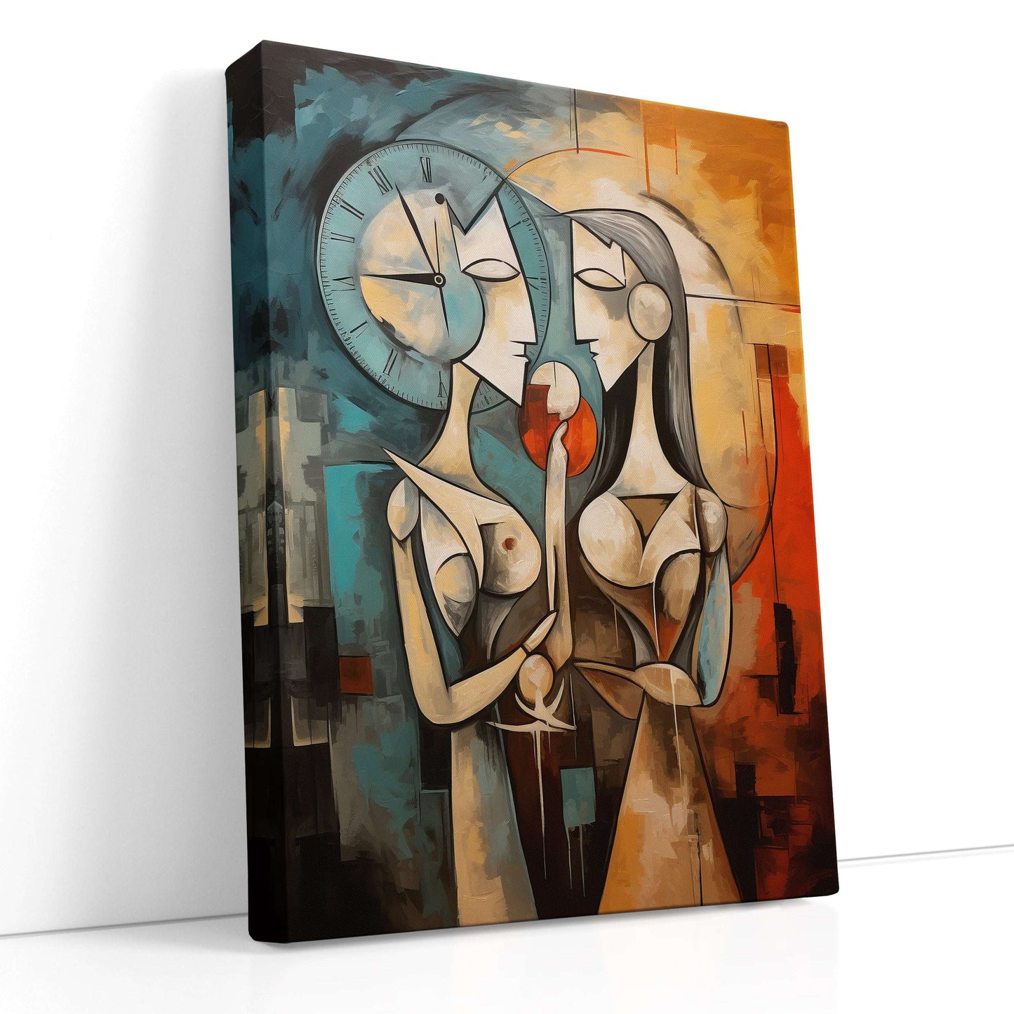 Cubistic Interpretation of Time and Romance - Canvas Print - Artoholica Ready to Hang Canvas Print