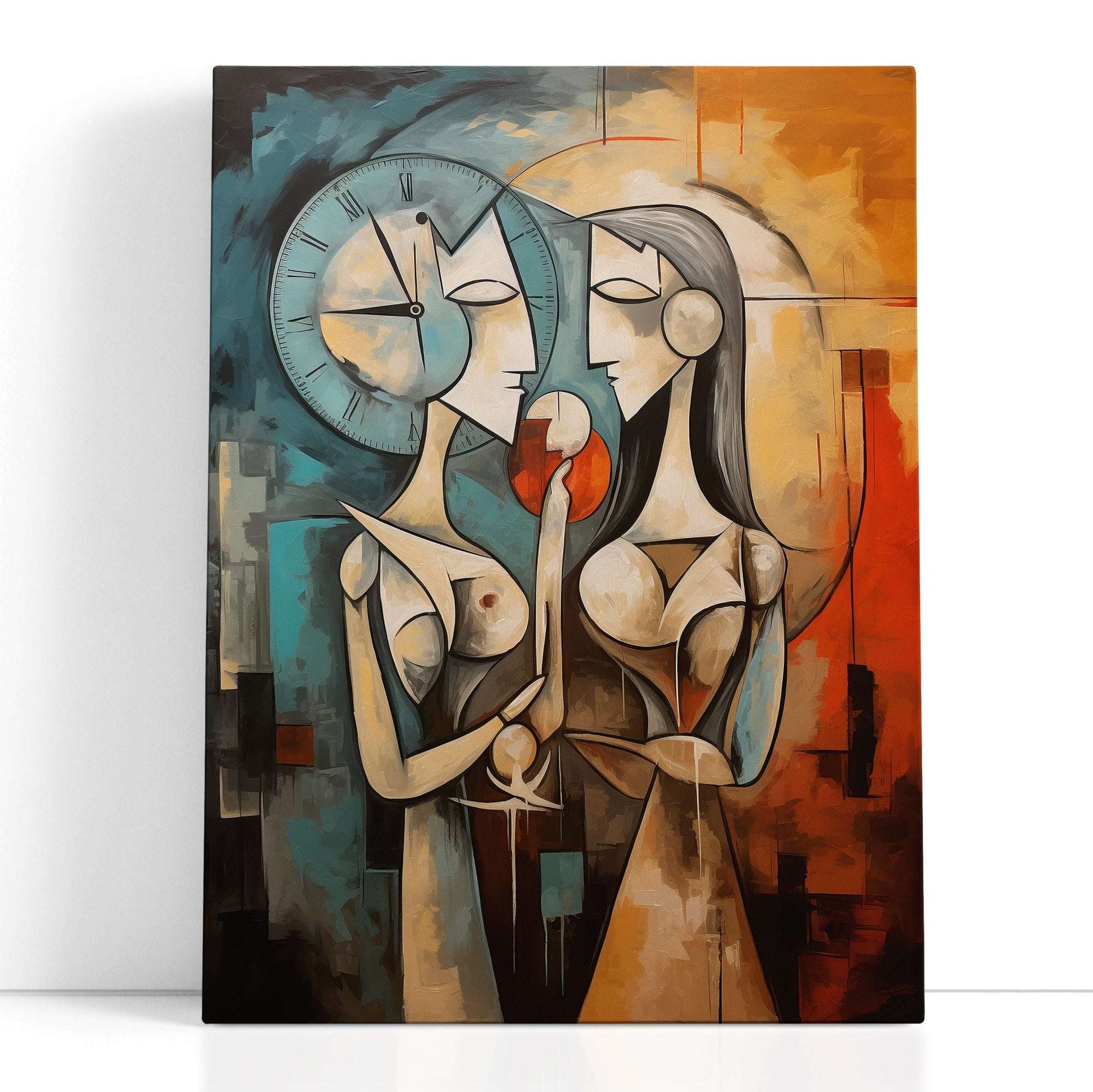 Cubistic Interpretation of Time and Romance - Canvas Print - Artoholica Ready to Hang Canvas Print