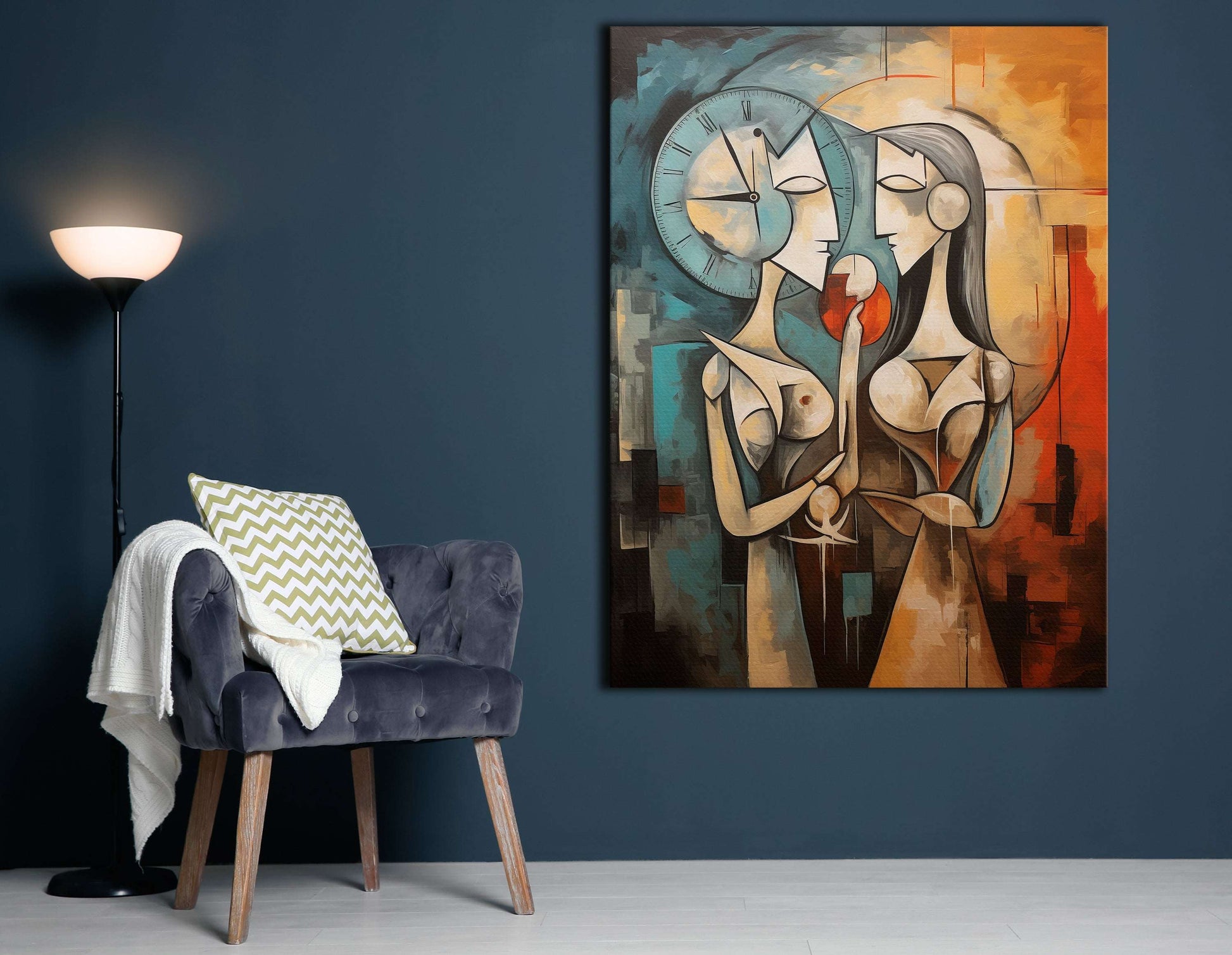 Cubistic Interpretation of Time and Romance - Canvas Print - Artoholica Ready to Hang Canvas Print