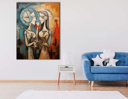 Cubistic Interpretation of Time and Romance - Canvas Print - Artoholica Ready to Hang Canvas Print