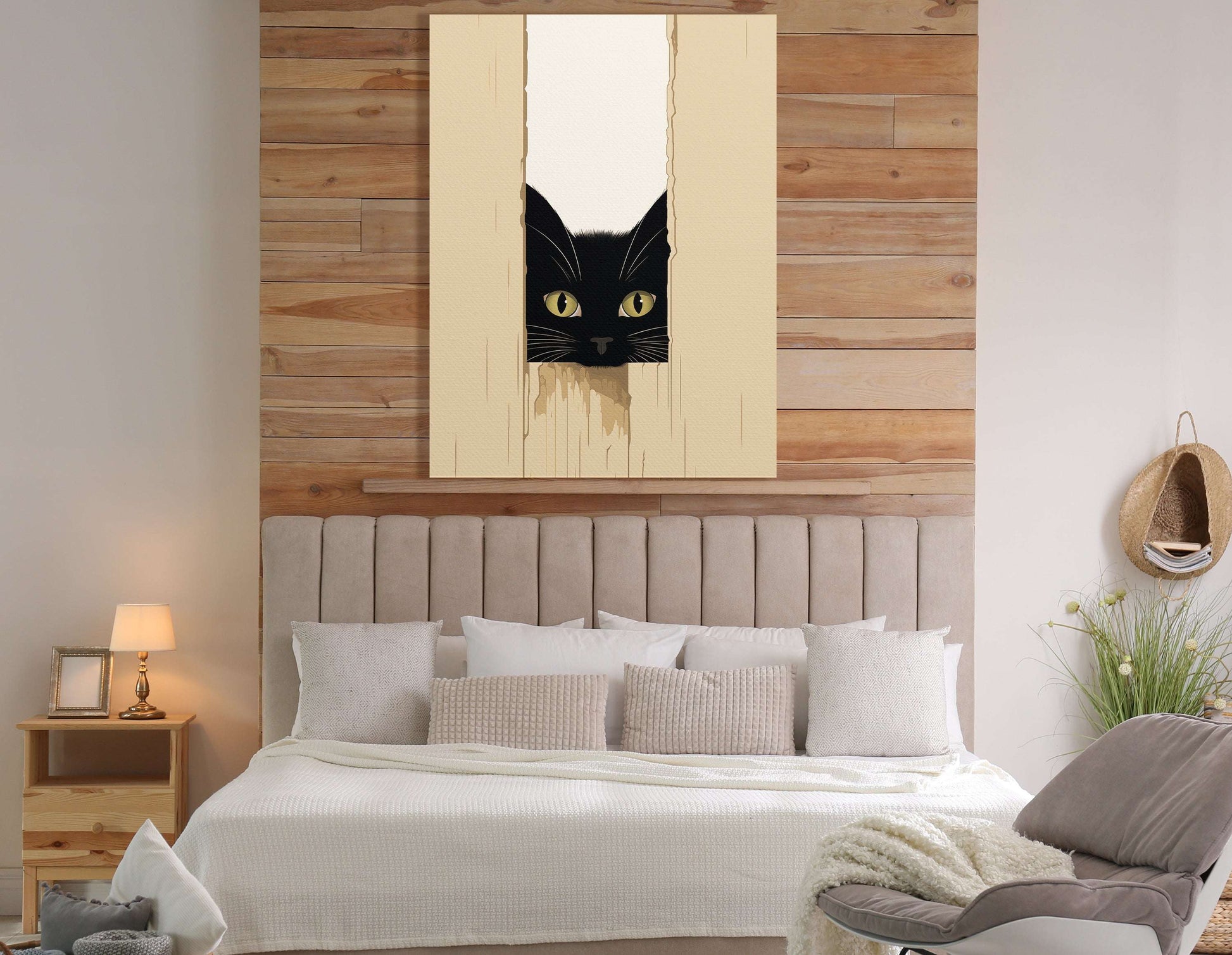 Curious Black Cat - Canvas Print - Artoholica Ready to Hang Canvas Print