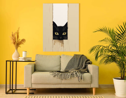 Curious Black Cat - Canvas Print - Artoholica Ready to Hang Canvas Print