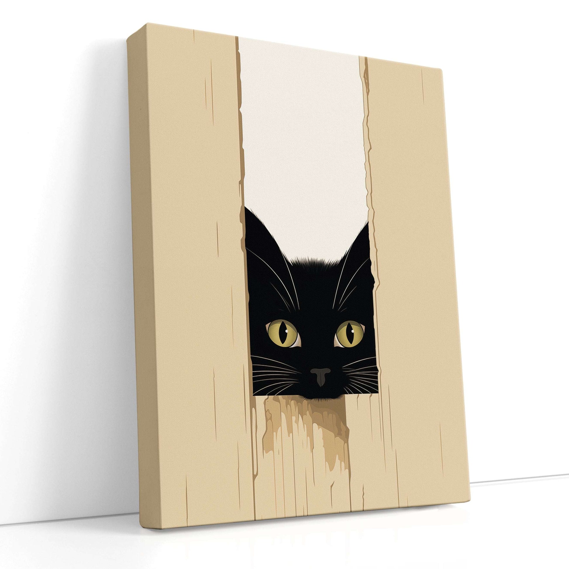 Curious Black Cat - Canvas Print - Artoholica Ready to Hang Canvas Print