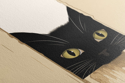 Curious Black Cat - Canvas Print - Artoholica Ready to Hang Canvas Print