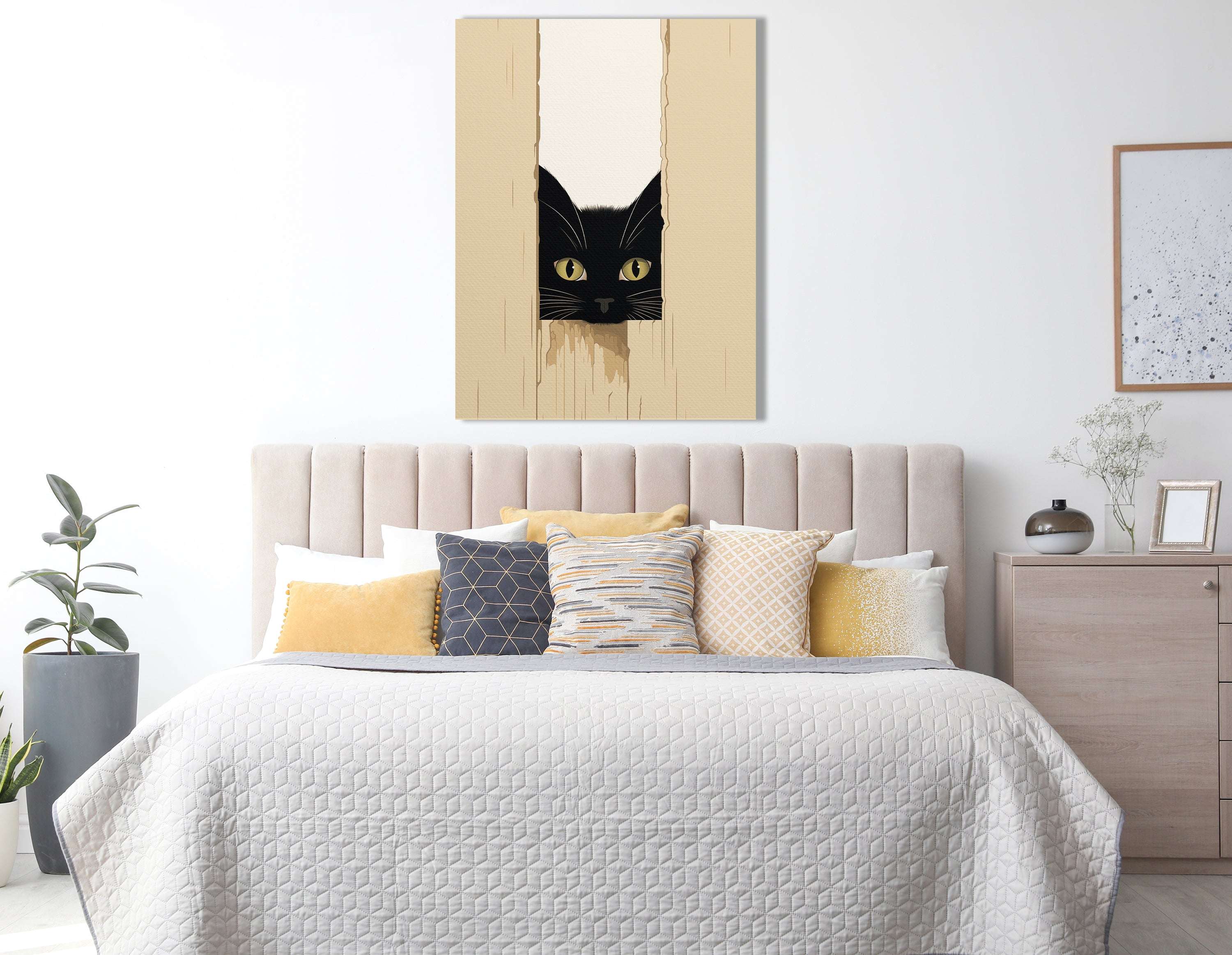 Curious Black Cat - Canvas Print - Artoholica Ready to Hang Canvas Print