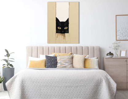 Curious Black Cat - Canvas Print - Artoholica Ready to Hang Canvas Print