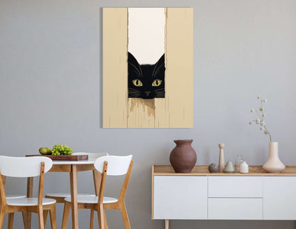 Curious Black Cat - Canvas Print - Artoholica Ready to Hang Canvas Print