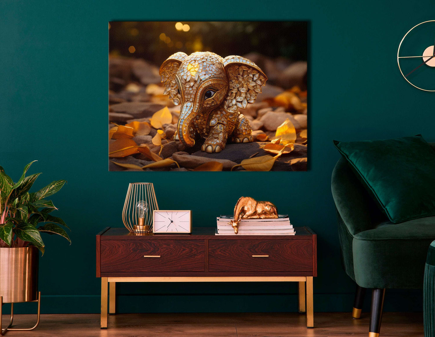 Cute Mosaic Elephant - Canvas Print - Artoholica Ready to Hang Canvas Print