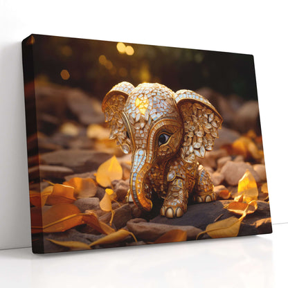 Cute Mosaic Elephant - Canvas Print - Artoholica Ready to Hang Canvas Print