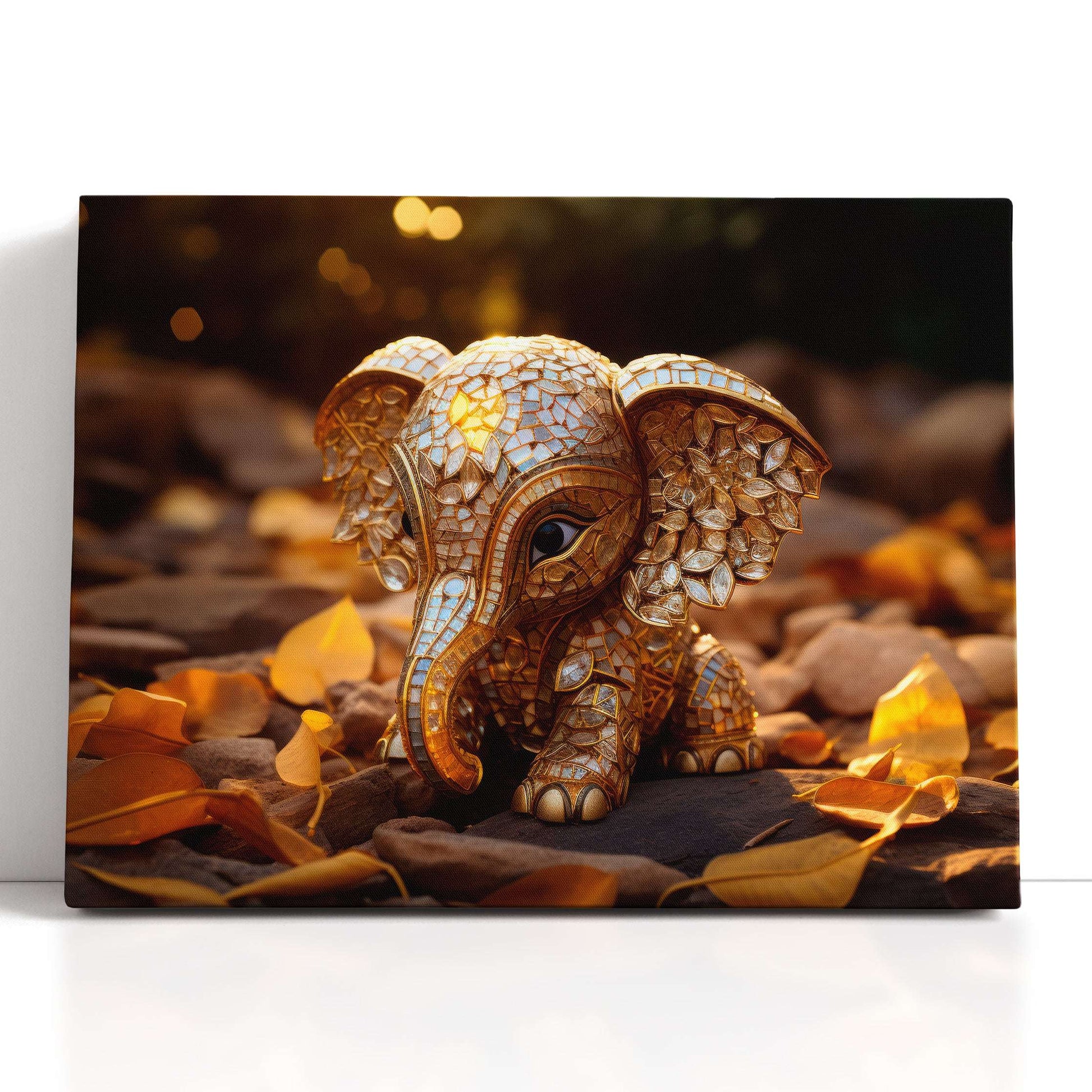 Cute Mosaic Elephant - Canvas Print - Artoholica Ready to Hang Canvas Print