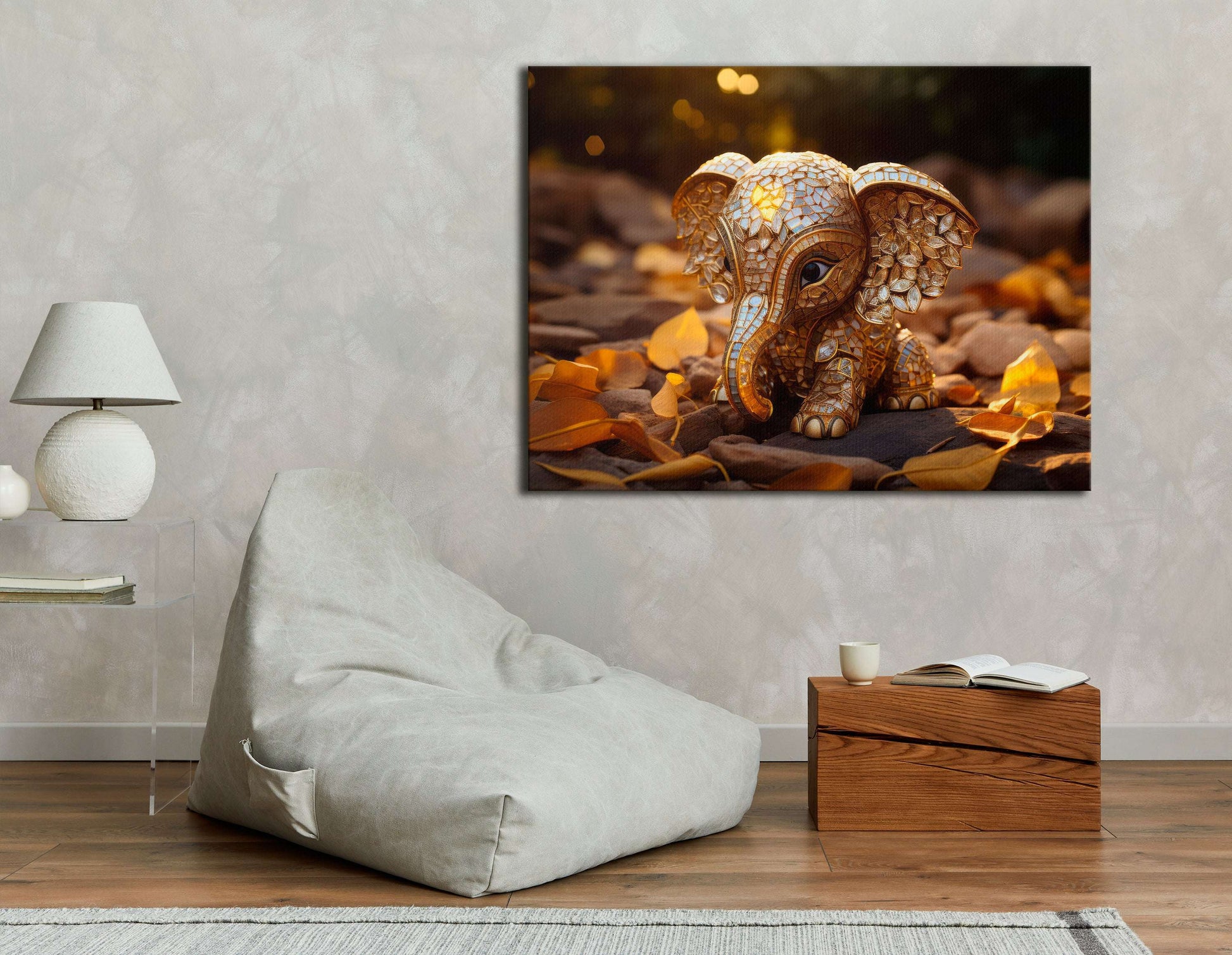 Cute Mosaic Elephant - Canvas Print - Artoholica Ready to Hang Canvas Print