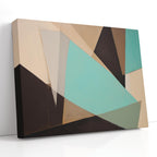 Geometric Canvas Wall Art, Abstract Triptych Painting, Minimalist Home Decor, Extra Large Canvas Print, Teal Beige Black Artwork, Gift Idea