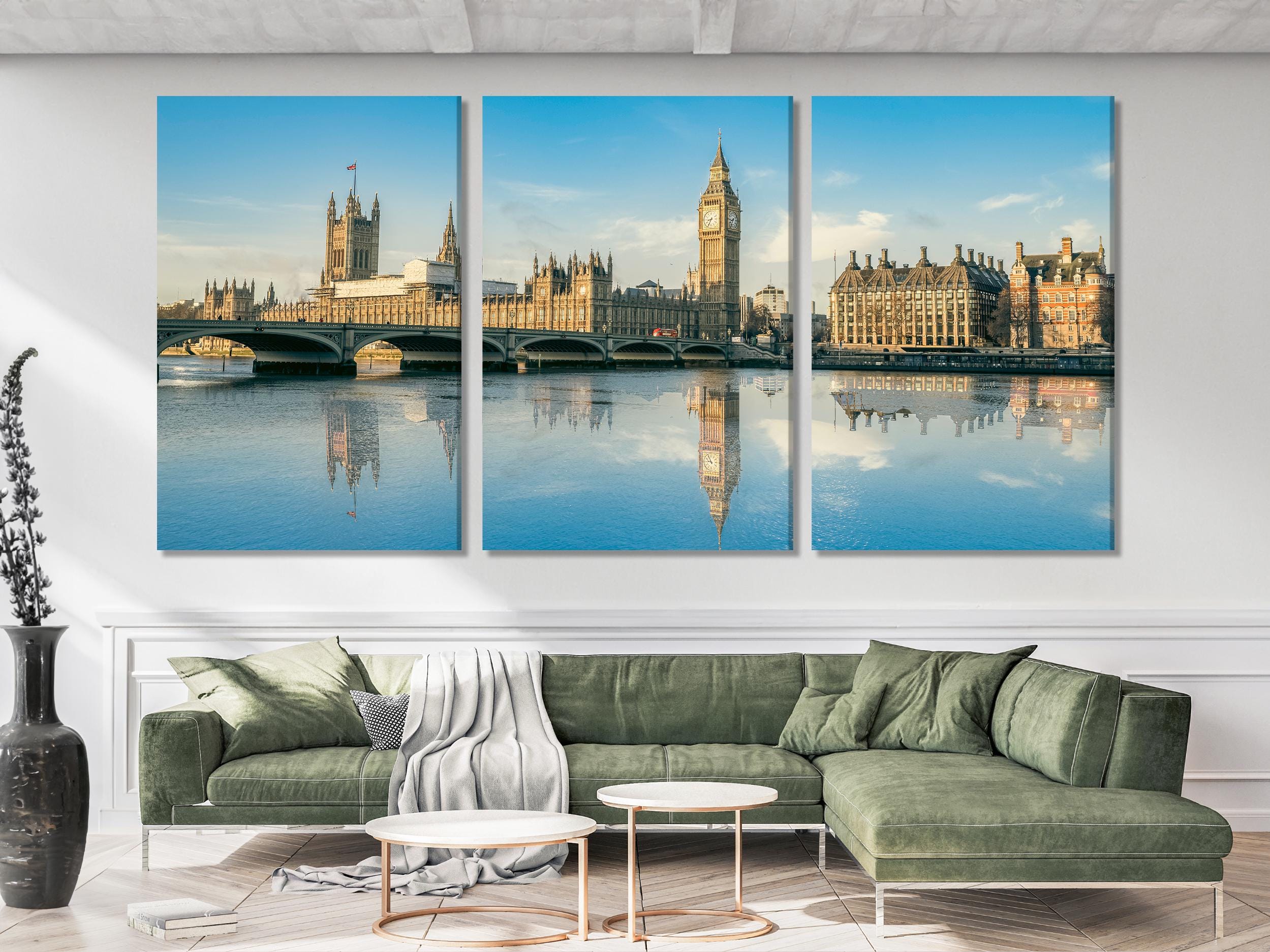 Big Ben Canvas Art - London Wall Art, Westminster Palace over River Thames Canvas Print, London Cityscape, London Wall Art, London Art Print