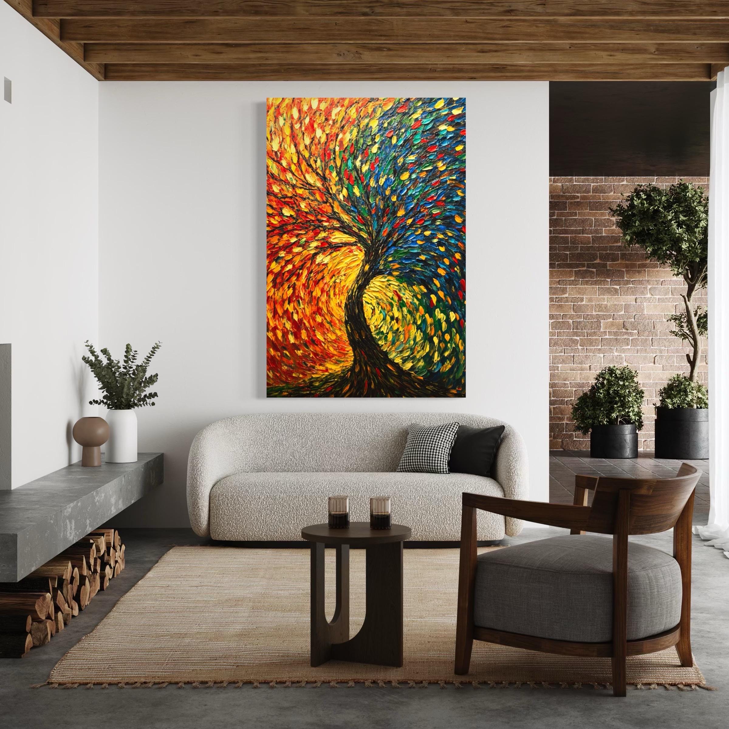 Colorful Tree Canvas Art - Abstract Tree of Life Print, Abstract Tree Wall Art, Modern Abstract Art, Contemporary Wall Decor, Abstract Gift