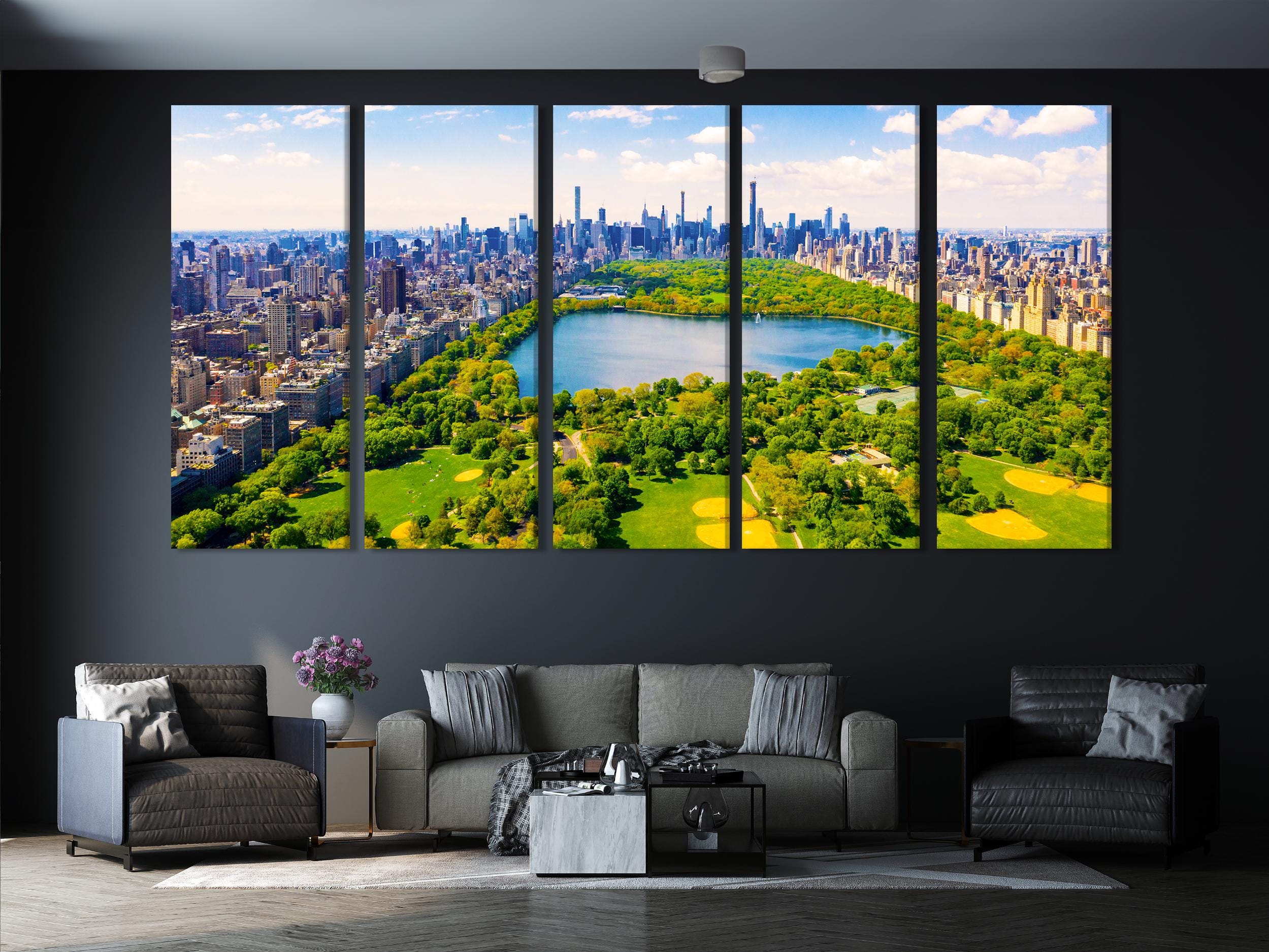 Central Park Wall Art, Aerial View of New York Central Park Art Print, Extra Large New York Cityscape Canvas Print, NYC Office Wall Decor