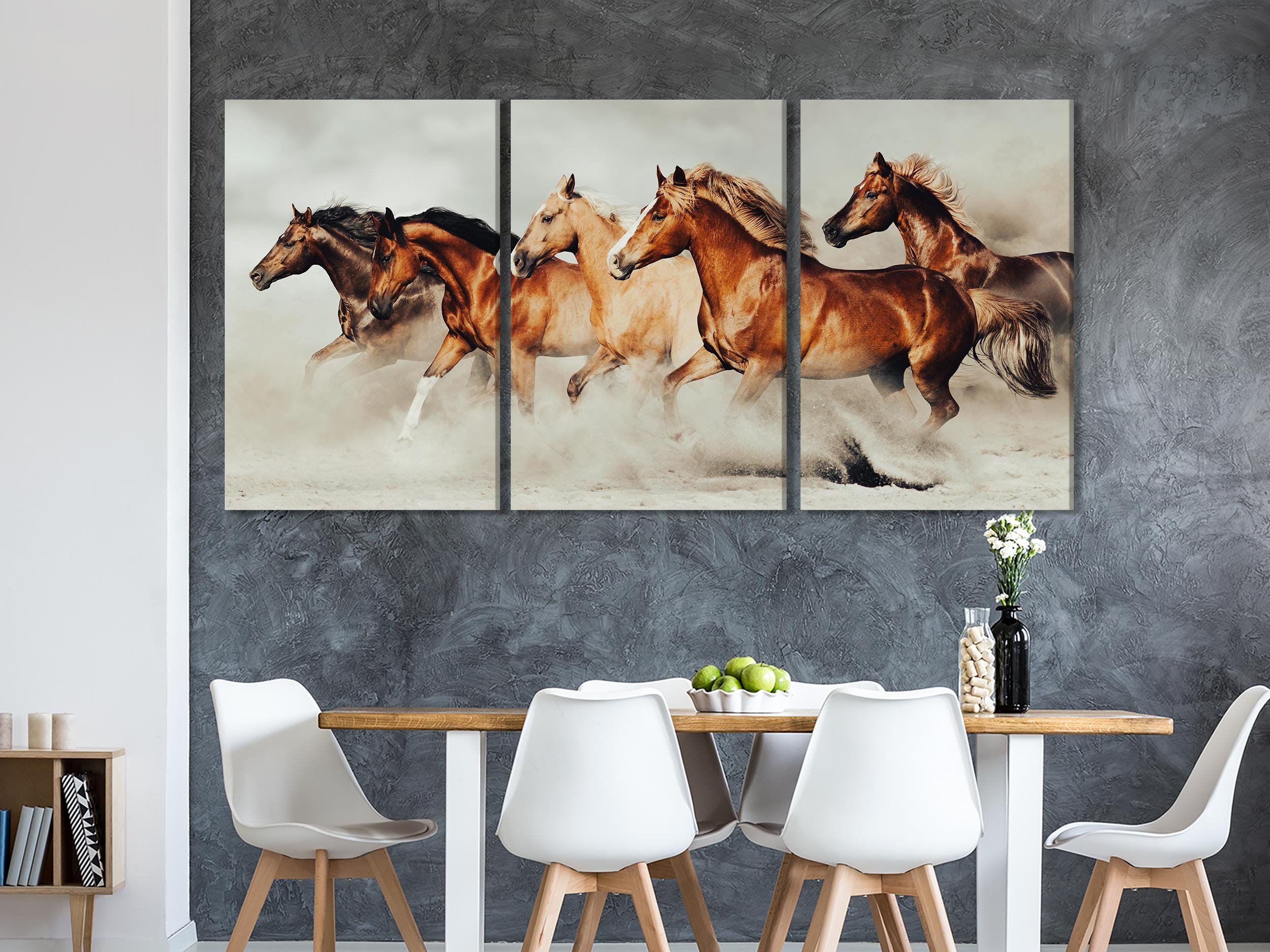 Pferde Wandkunst - Übergroßer Pferde-Leinwanddruck, Großer Pferde-Kunstdruck, Galoppierendes Pferde-Kunstwerk, Geschenkidee für Pferdeliebhaber, Deko über der Couch