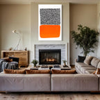 Abstract Print - Mid Century Modern Wall Art, Extra Large Abstract Canvas Print, Black and Orange Geometric Artwork, Birthday Gift for Mum