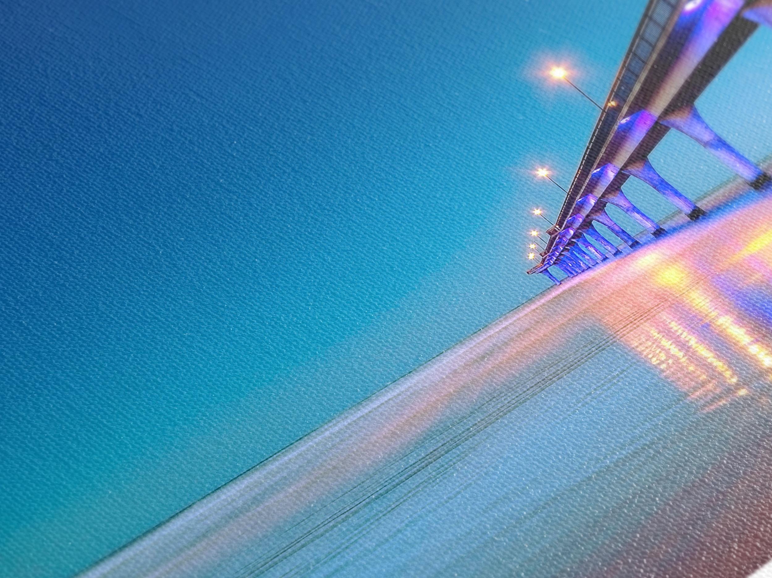 New Brighton Art Pier Canvas Print Large Coastal Wall Art Night Ocean View Artwork Modern New Zealand Beach Art Print Coastal Bedroom Decor