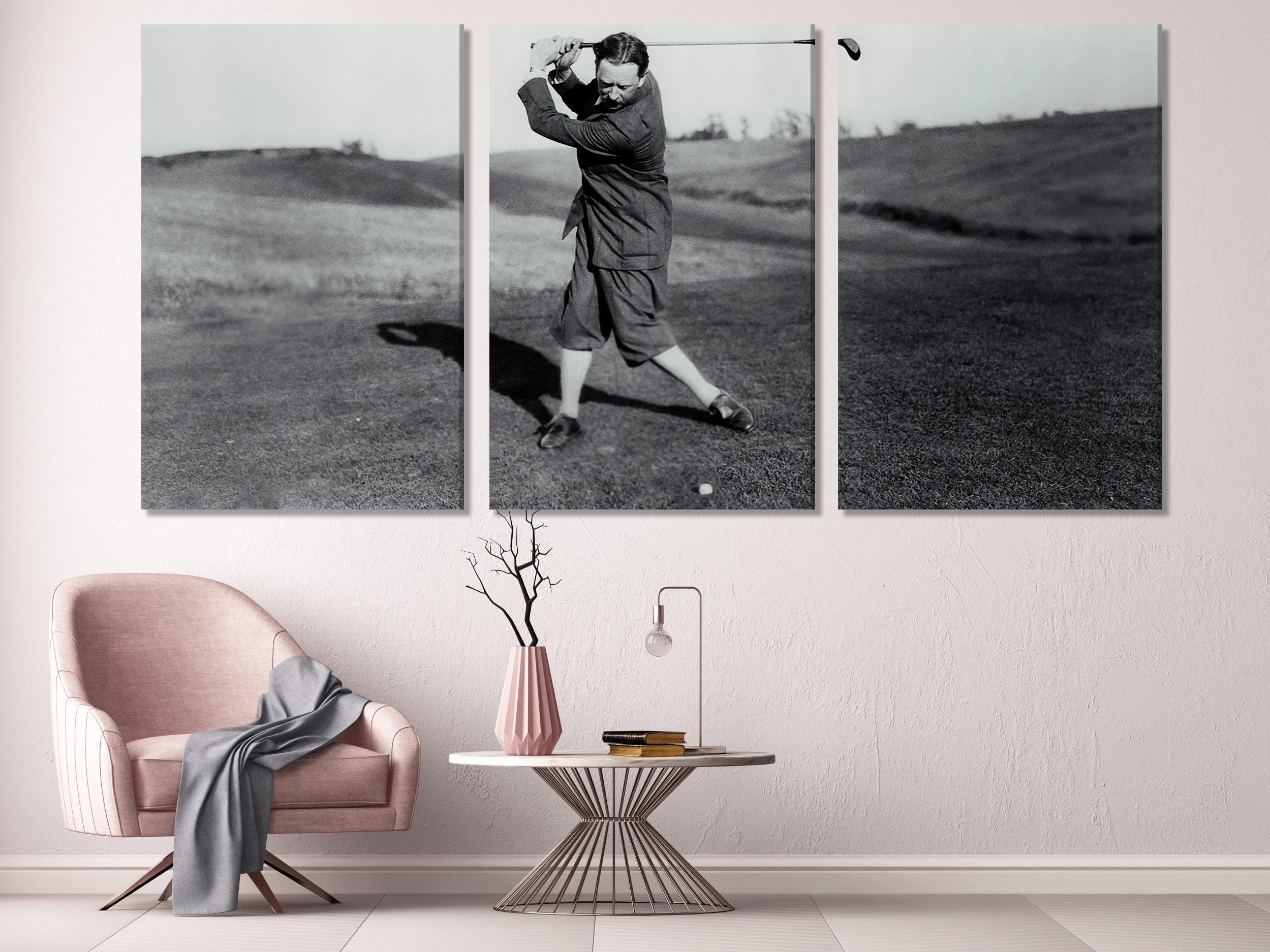 Vintage Golfer Canvas Print, Classic Black and White Wall Art, Large Golf Swing Artwork, Retro Sports Art Print, Retro Golf Wall Decor