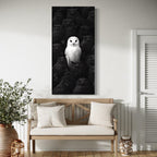 Witte uil canvas kunst - zwart-witte uil wandkunst, moderne uil kunstprint voor eigentijds interieur, uilenliefhebber cadeau voor thuisdecoratie