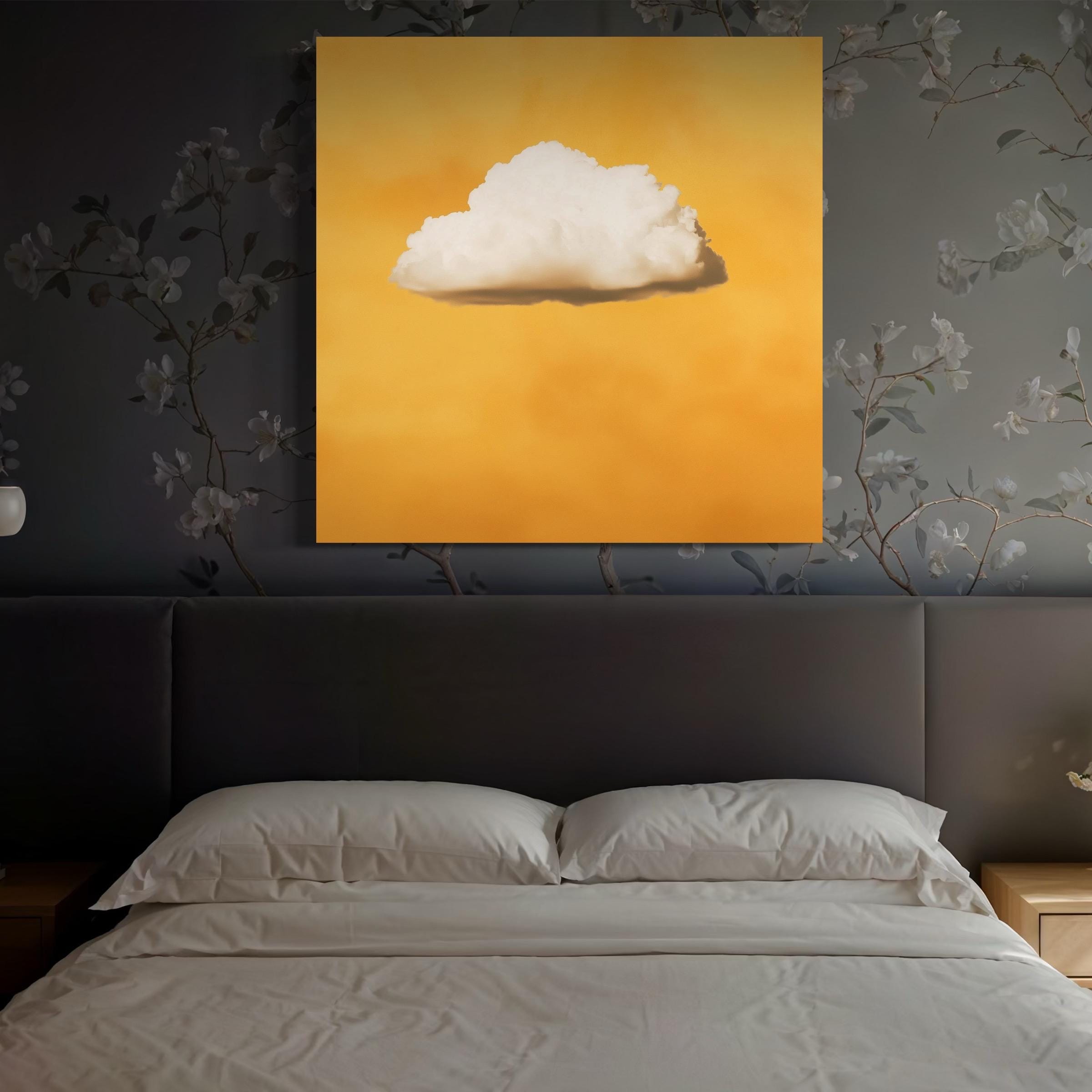 Yellow Cloud Wall Art Cloud Canvas Art Vibrant Yellow Abstract Canvas Print Minimalist Wall Accent Yellow Artwork for Modern Office Wall Art