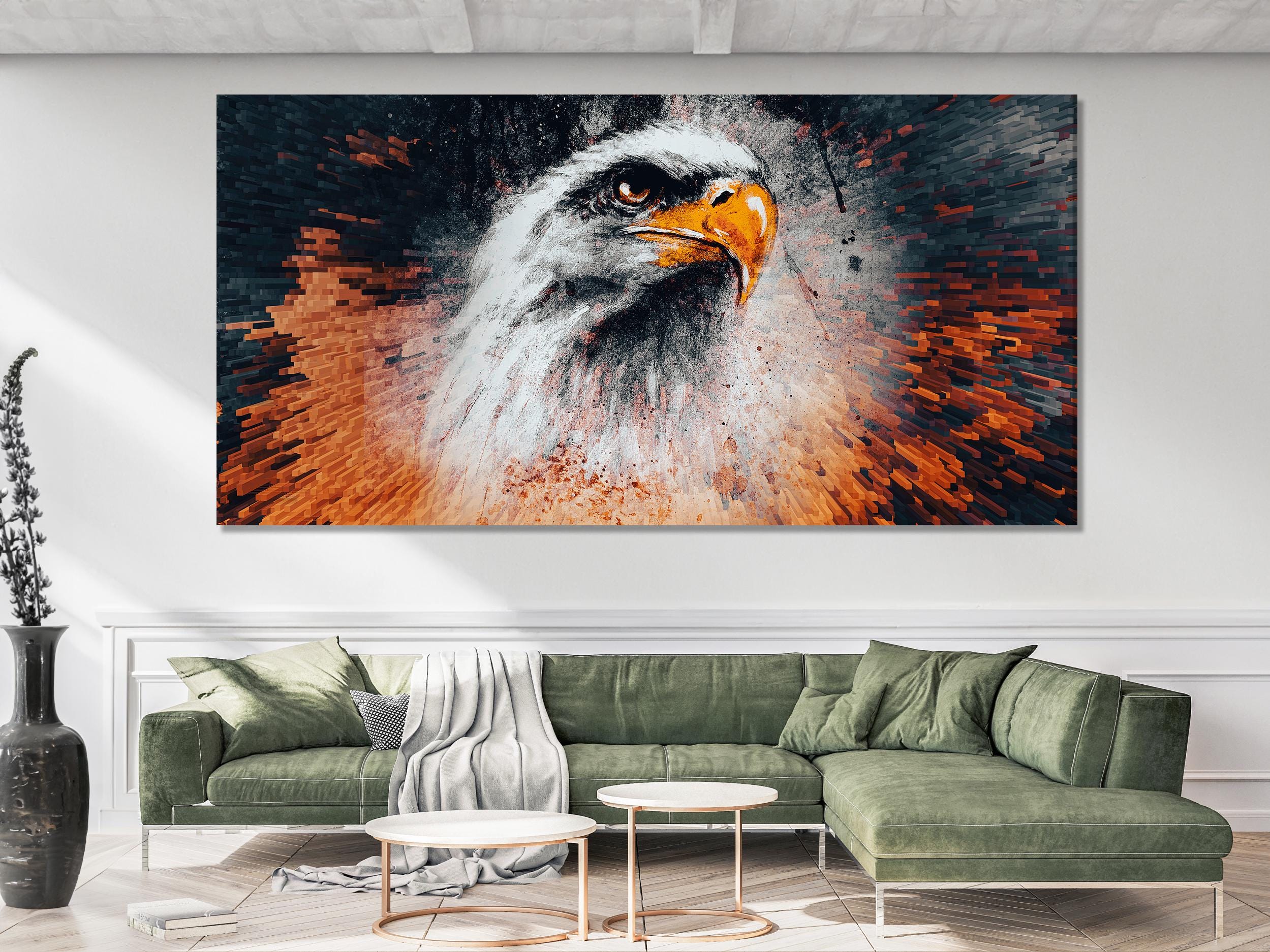 Abstract Eagle Canvas Print, Bold Wildlife Wall Art, Large Modern Eagle Artwork, Oversized Animal Canvas for Living Room Decor