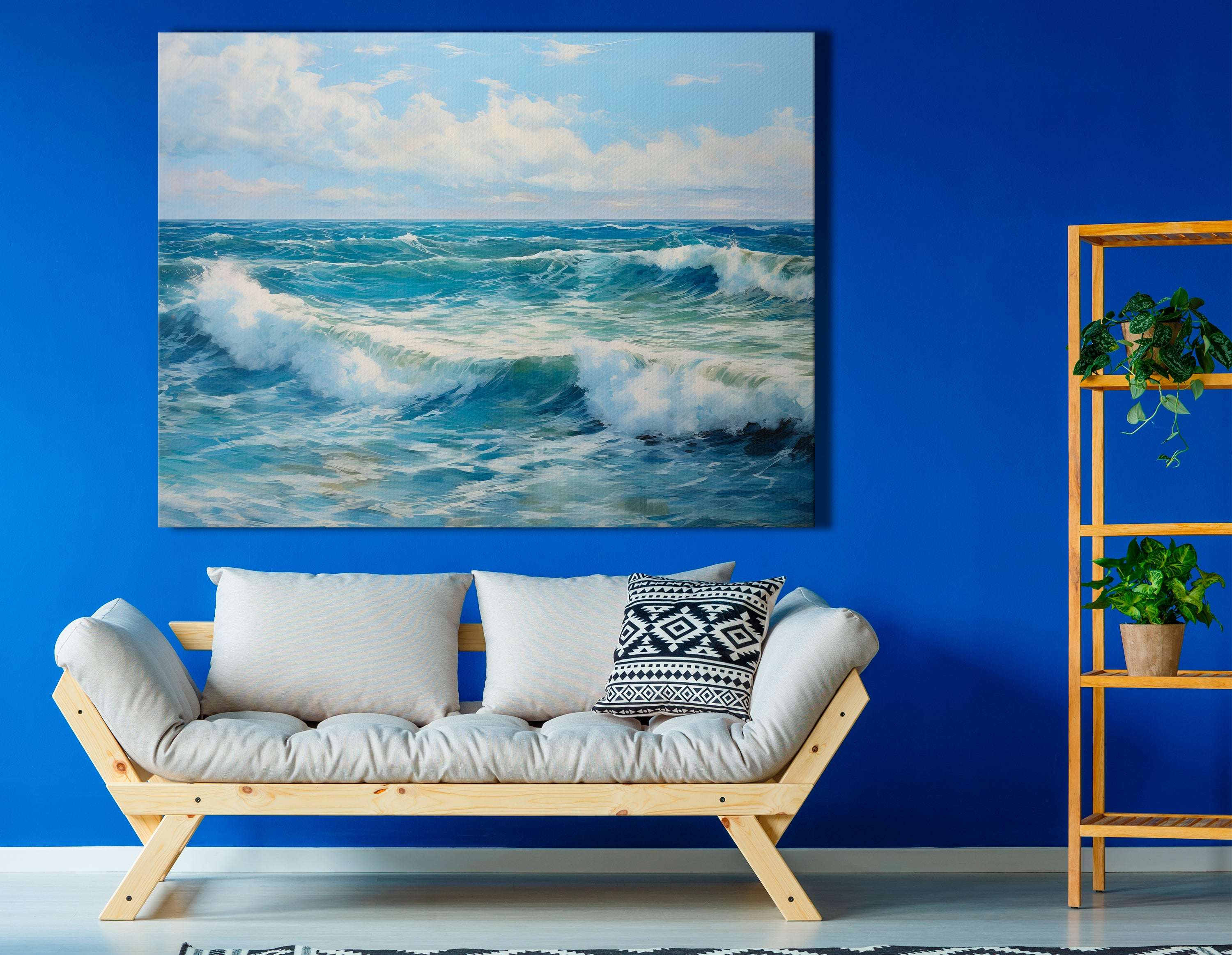 Dance of Curly Waves under a Fluffy Clouds - Canvas Print - Artoholica Ready to Hang Canvas Print