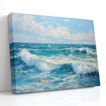 Dance of Curly Waves under a Fluffy Clouds - Canvas Print - Artoholica Ready to Hang Canvas Print