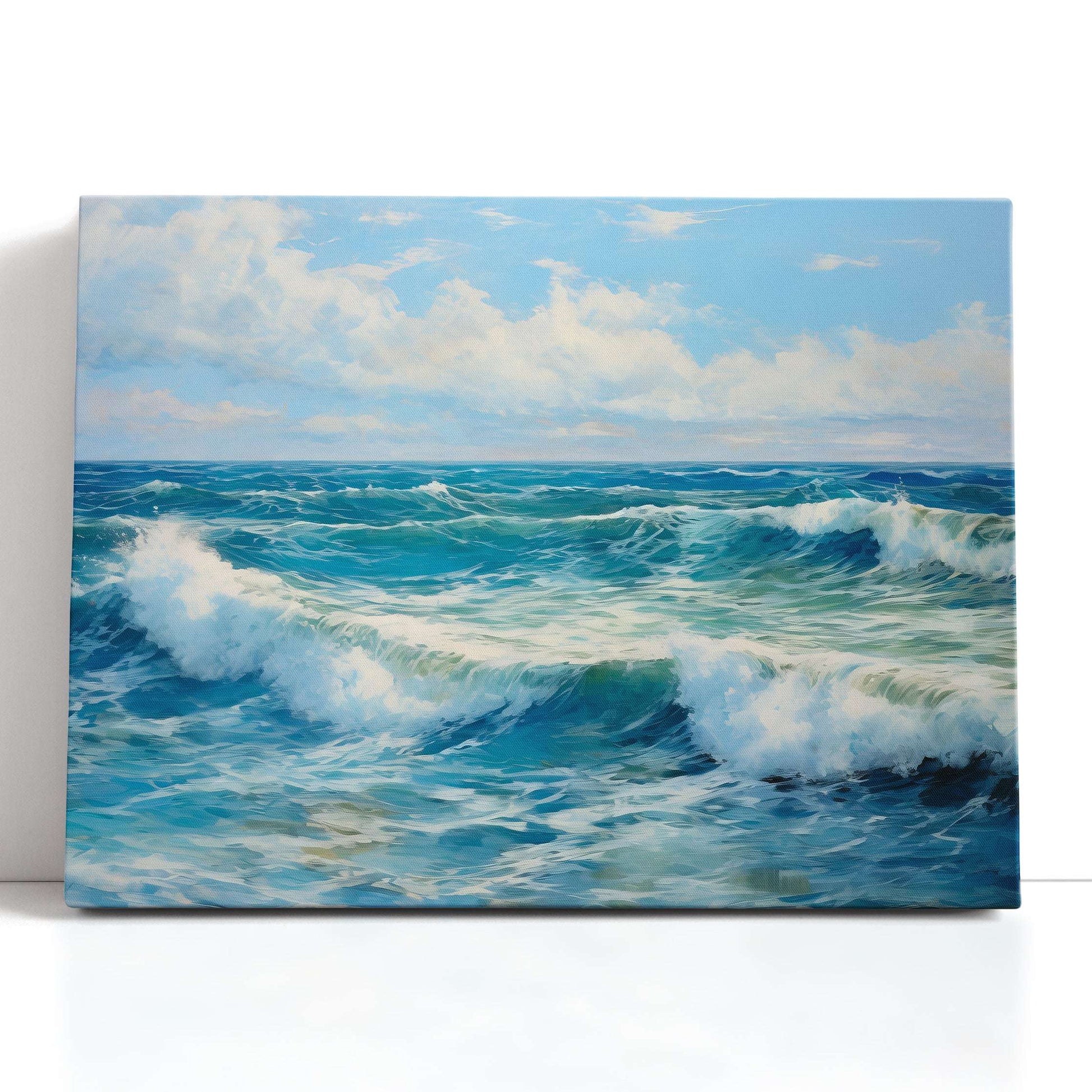 Dance of Curly Waves under a Fluffy Clouds - Canvas Print - Artoholica Ready to Hang Canvas Print