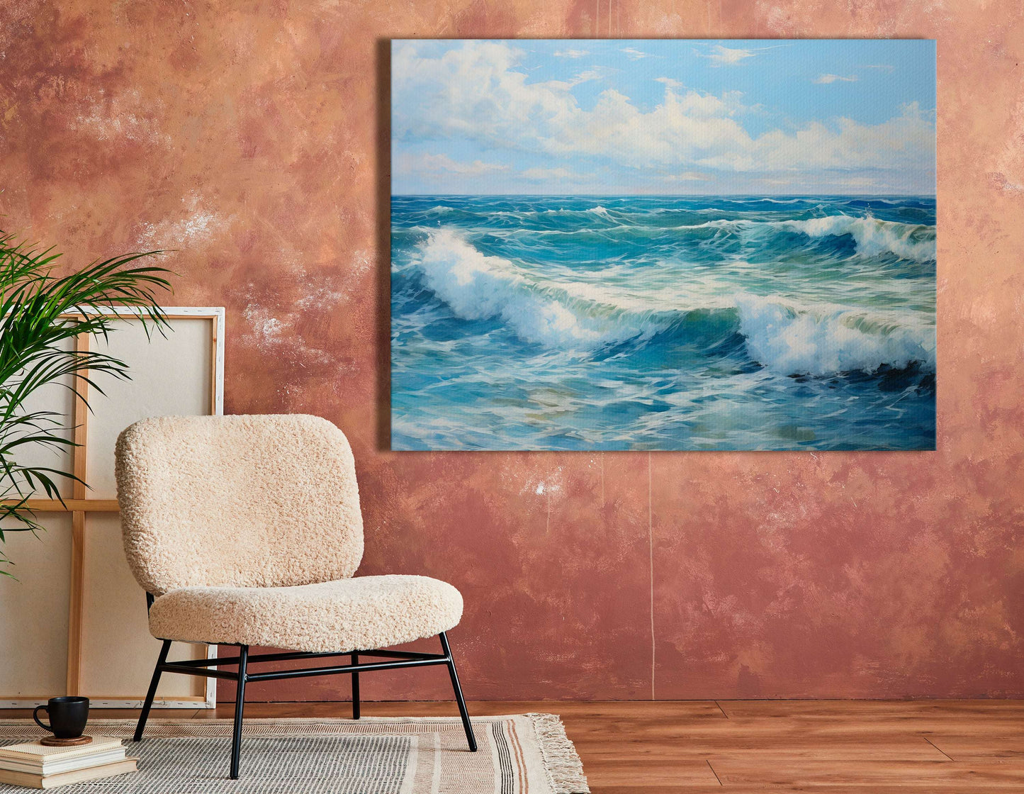 Dance of Curly Waves under a Fluffy Clouds - Canvas Print - Artoholica Ready to Hang Canvas Print